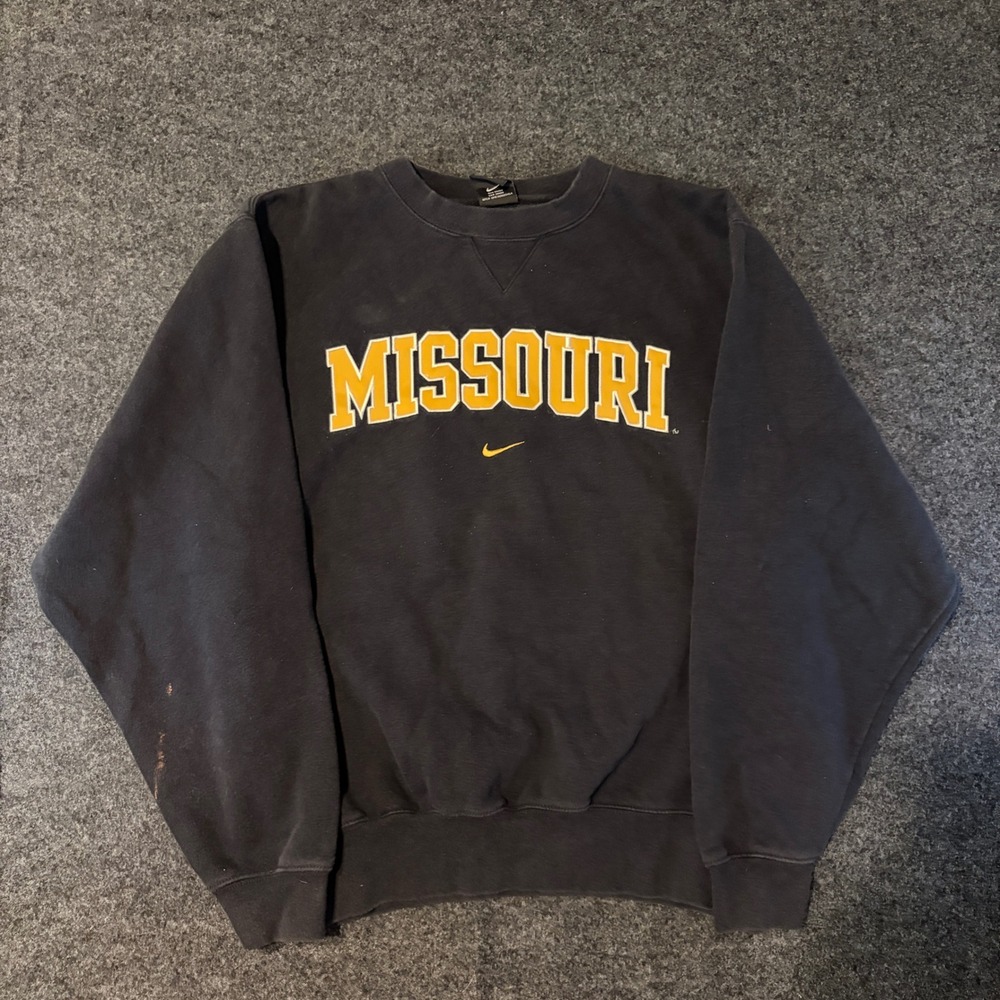 Nike Team Missouri Tigers Sweatshirt Mens Small Black Embroidered Vintage NCAA